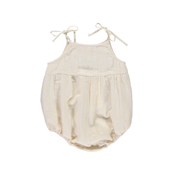 SALE LiiLU Nova Embroidered Floral Baby Romper Ecru | BIEN BIEN