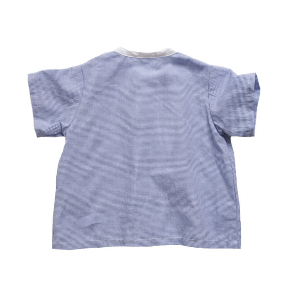 Makié James Baby Boy Shirt in Blue Gingham White Collar BIEN BIEN