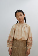 Apolina Meera Children's Embroidered Long Sleeve Blouse Almond / BIEN BIEN bienbienshop.com
