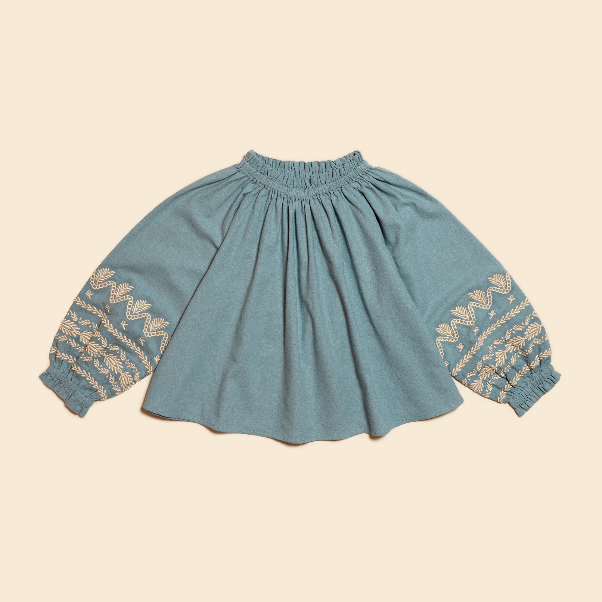 Apolina Meera Children's Embroidered Long Sleeve Blouse Bluebell / BIEN BIEN bienbienshop.com