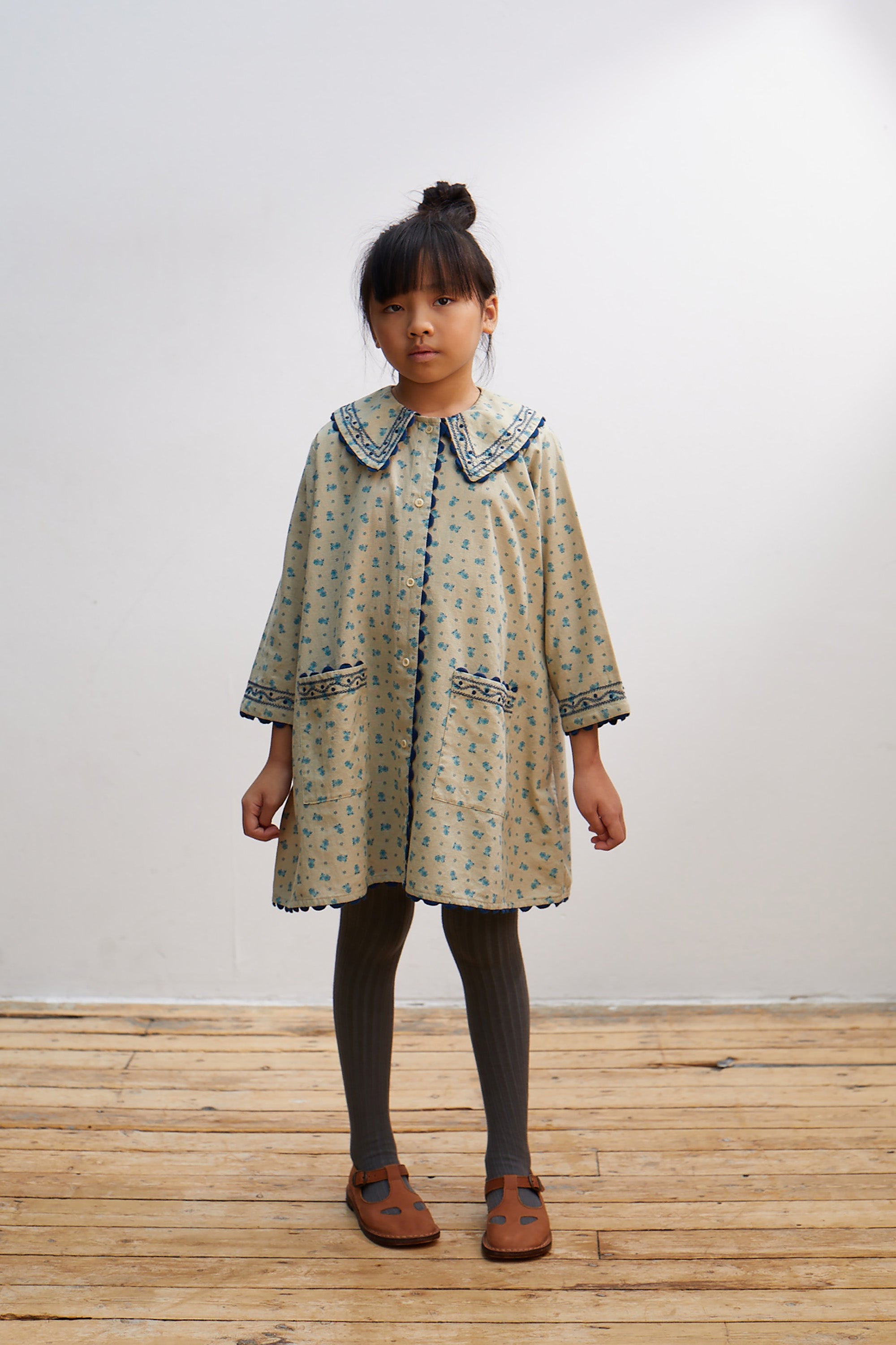Apolina Clara Children's Shirt Dress Pansy Garden Willow / BIEN BIEN