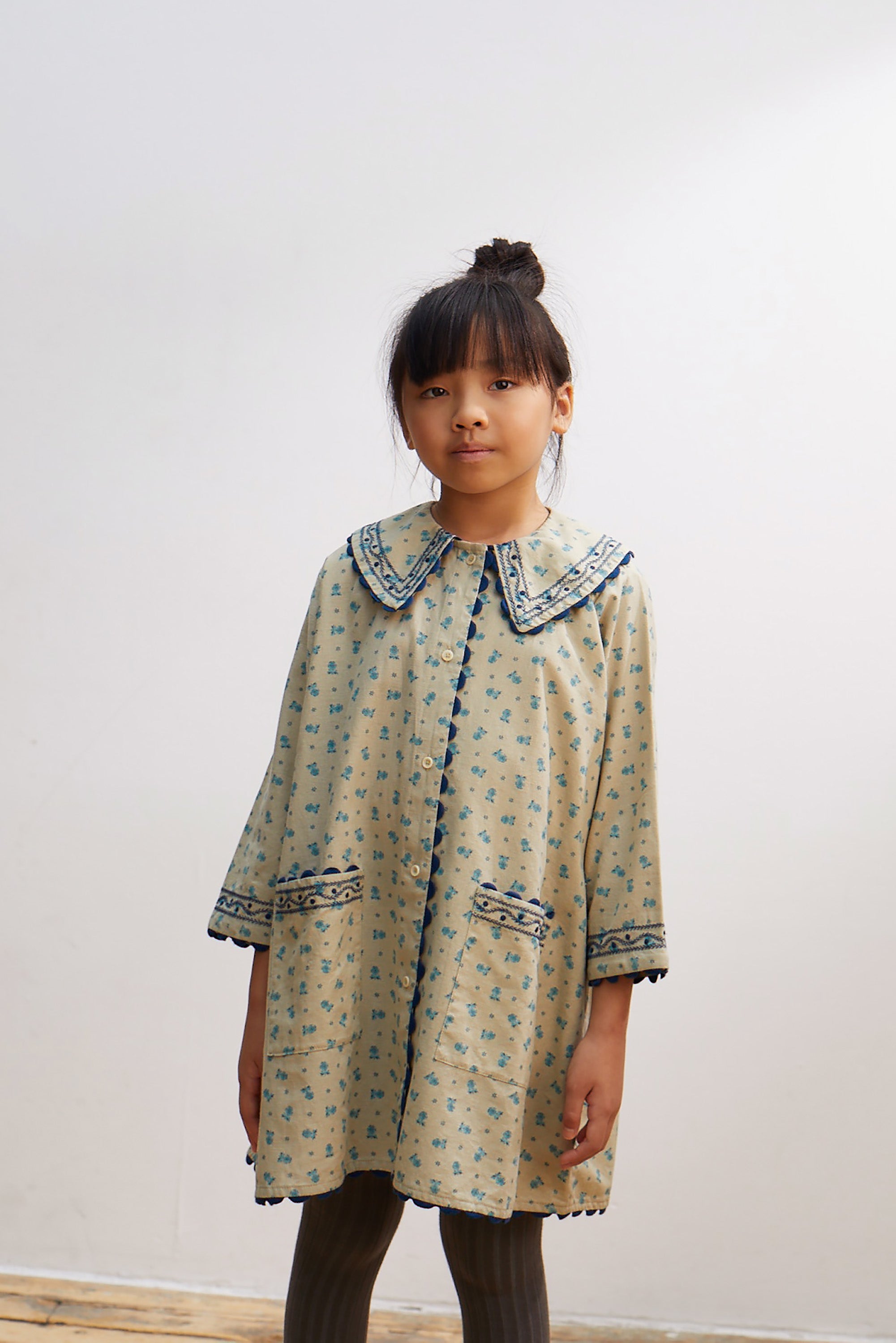 Apolina Clara Children's Shirt Dress Pansy Garden Willow / BIEN BIEN