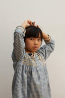 Apolina Minnie Children's Embroidered Dress Worker Check / BIEN BIEN bienbienshop.com