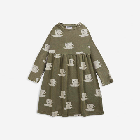 NEW Bobo Choses Cup of Tea Kids Dress Dark Green | BIEN BIEN bienbienshop.com