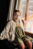 Apolina Francoise Embroidered Kid's Dress Moss Cotton | BIEN BIEN bienbienshop.com