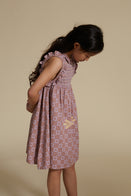 Apolina Ina Kid's Sleeveless Dress Folk Checkerboard Wisteria | BIEN BIEN bienbienshop.com