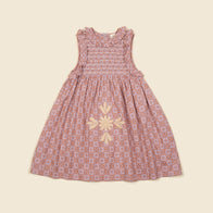 Apolina Ina Kid's Sleeveless Dress Folk Checkerboard Wisteria | BIEN BIEN bienbienshop.com