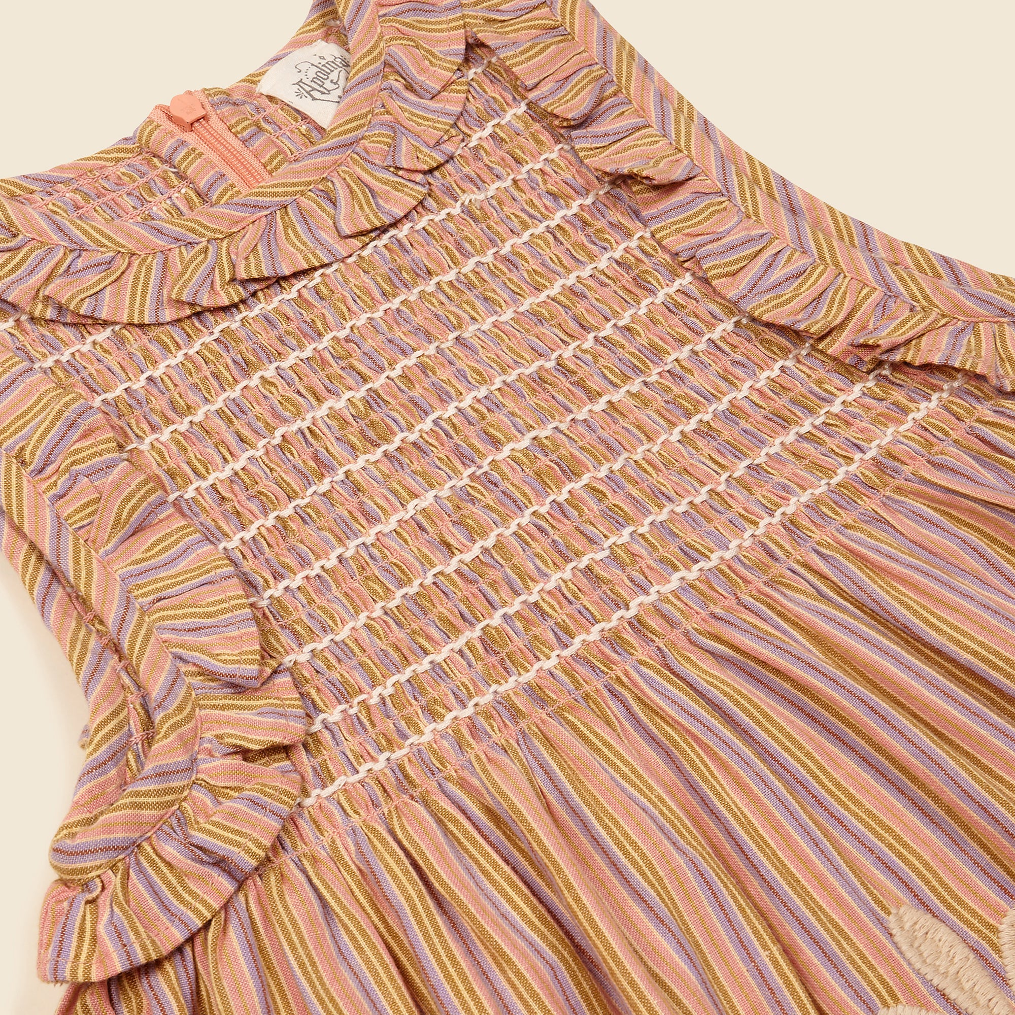 Apolina Ina Kid's Cotton Sleeveless Embroidered Dress Lounger Stripe | BIEN BIEN bienbienshop.com