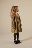Apolina Rosemary Embroidered Kid's Long Sleeve Dress Forester Check Fern | BIEN BIEN bienbienshop.com