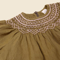 NEW Apolina Cece Kid's Embroidered Blouse & Shorts Set Olive Linen | BIEN BIEN bienbienshop.com