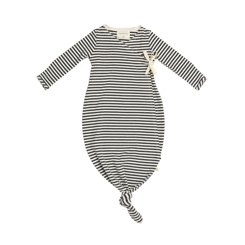 Bacabuche Unisex Kimono Baby Gown Charcoal/Ivory Stripe | BIEN BIEN