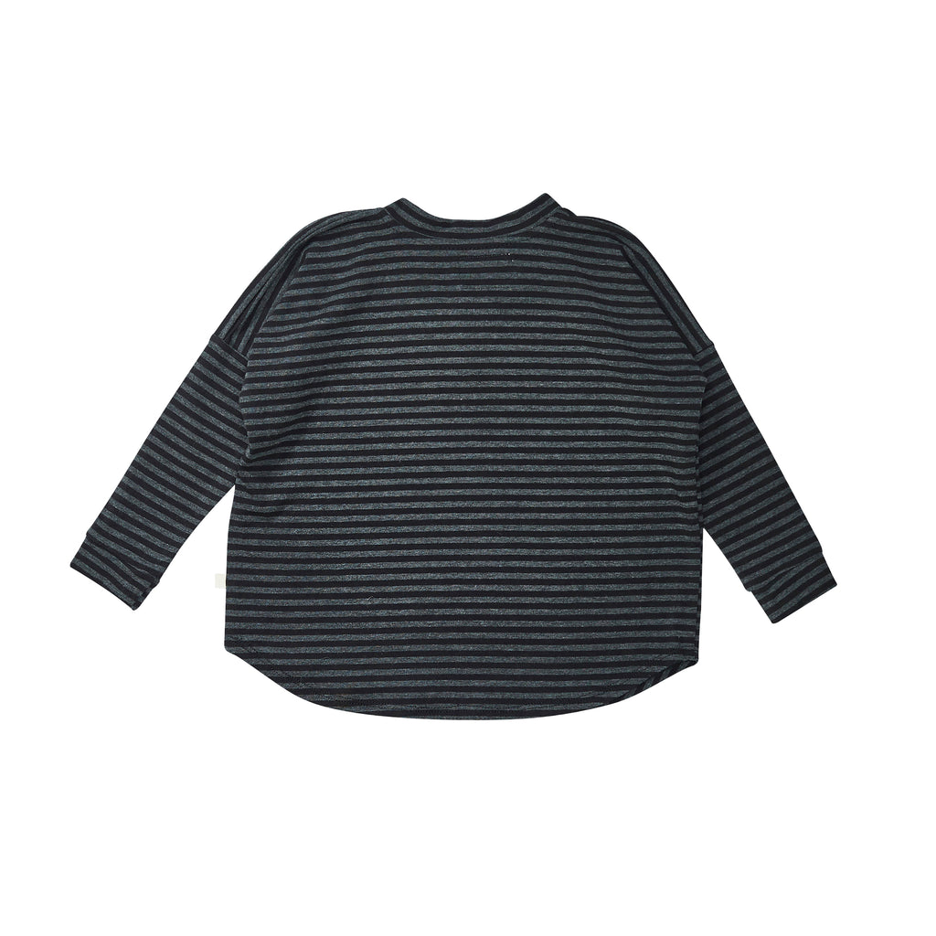 Bacabuche Long Sleeve Henley Top Black/Charcoal Stripe | BIEN BIEN www.bienbienshop.com