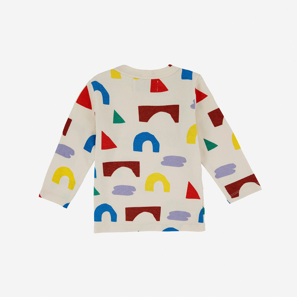 Bobo Choses Playfull All Over Big Long Sleeve T-Shirt Beige Colorful Modern Geometric | BIEN BIEN bienbienshop.com