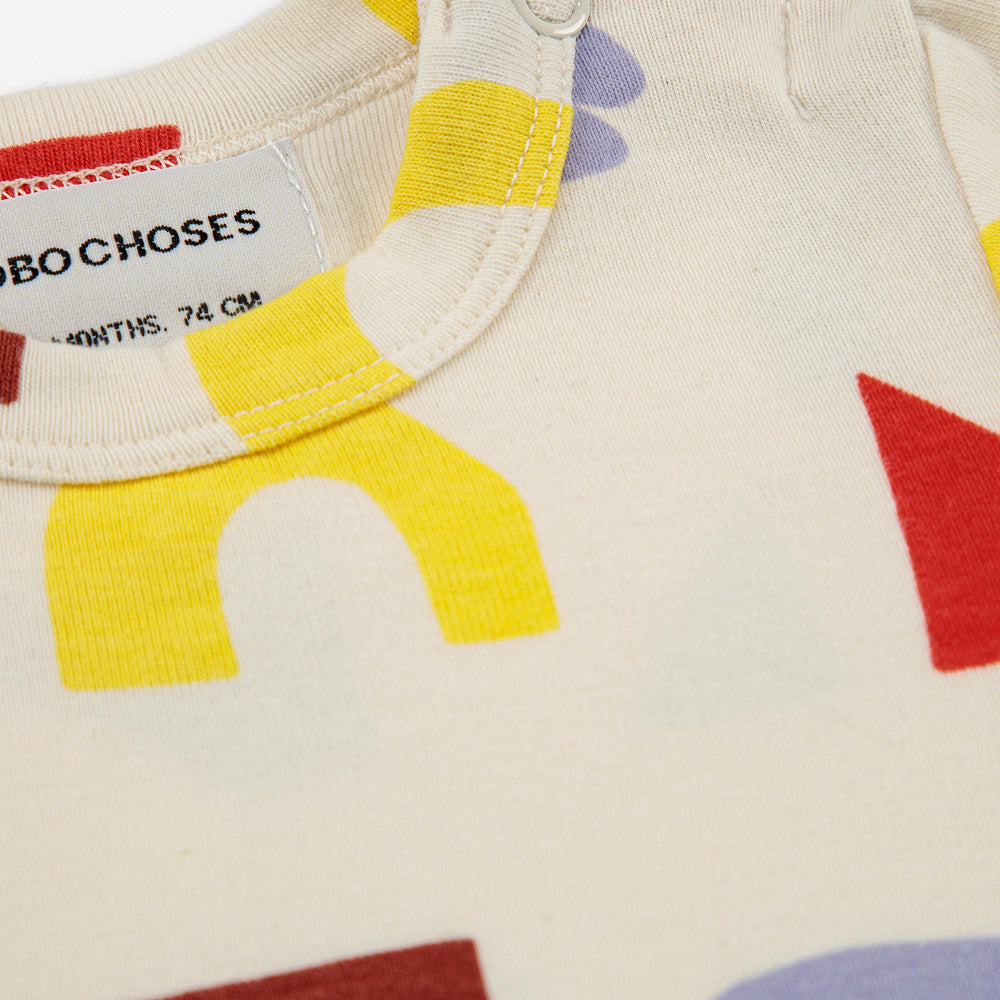 Bobo Choses Playfull All Over Big Long Sleeve T-Shirt Beige Colorful Modern Geometric | BIEN BIEN bienbienshop.com