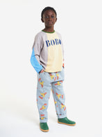 Bobo Choses Kid Mr O'Clock Rooster Baggy Trouser Blue Grey | BIEN BIEN bienbienshop.com