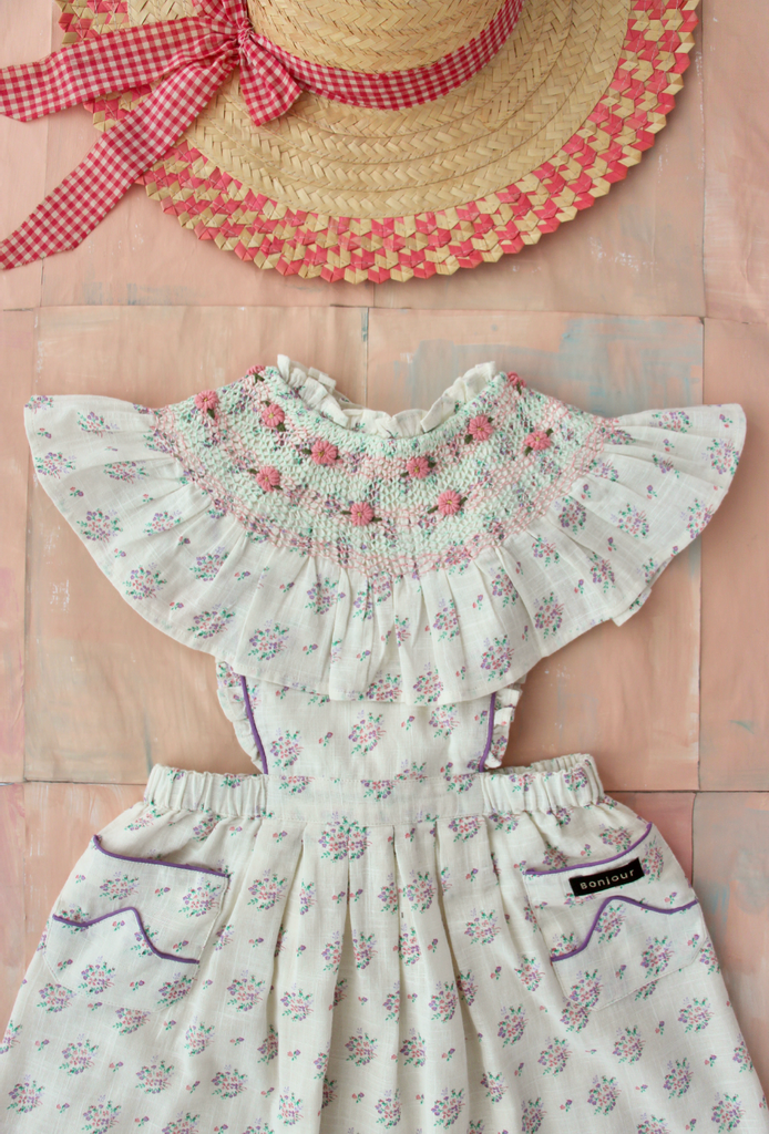 NEW Bonjour Diary Reina Kid's Apron Dress Pastel Flowers | BIEN BIEN bienbienshop.com