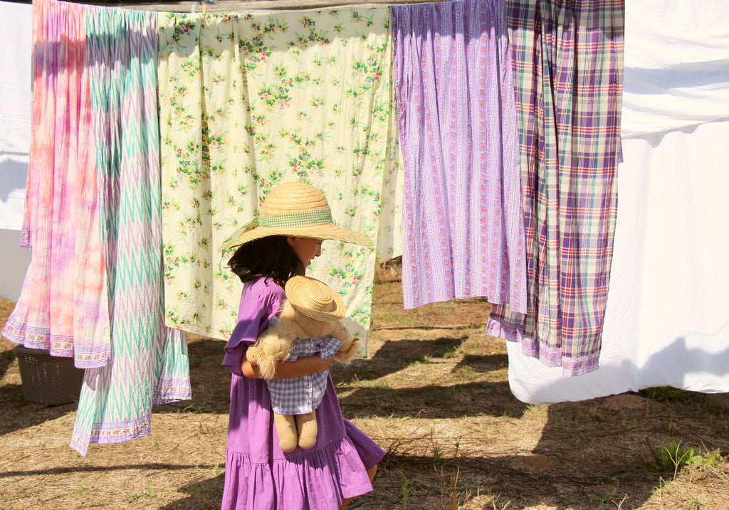 NEW Bonjour Diary Rosalie Kid's Dress Purple Gold Dot | BIEN BIEN