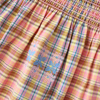 Bonjour Embroidered Kid's Long Skirt Dress & Hair Bow Rainbow Check | BIEN BIEN bienbienshop.com