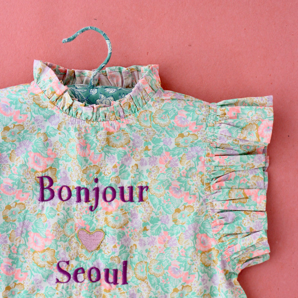 Bonjour Ruffle Embroidered "Seoul" Kid's Blouse Garden Pastel | BIEN BIEN bienbienshop.com