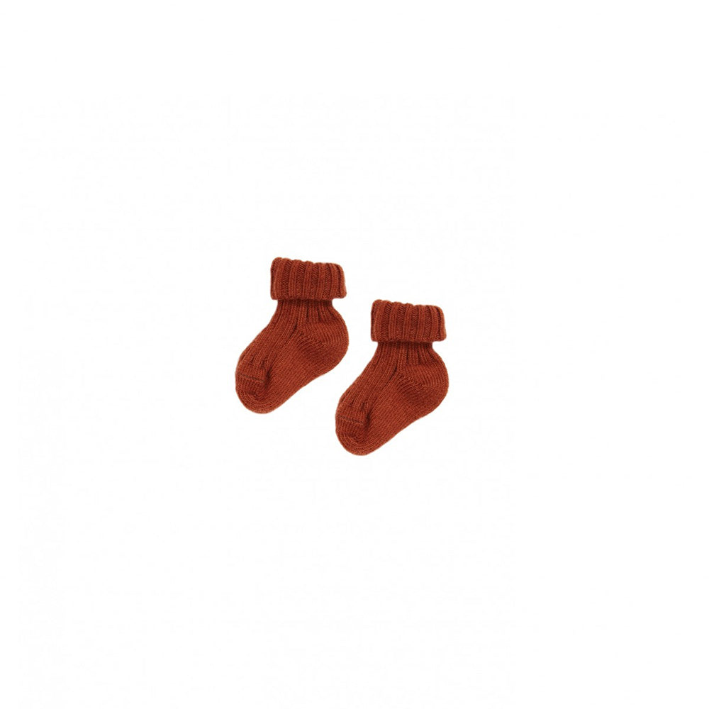 Caramel London Rib Baby Socks in Auburn | BIEN BIEN