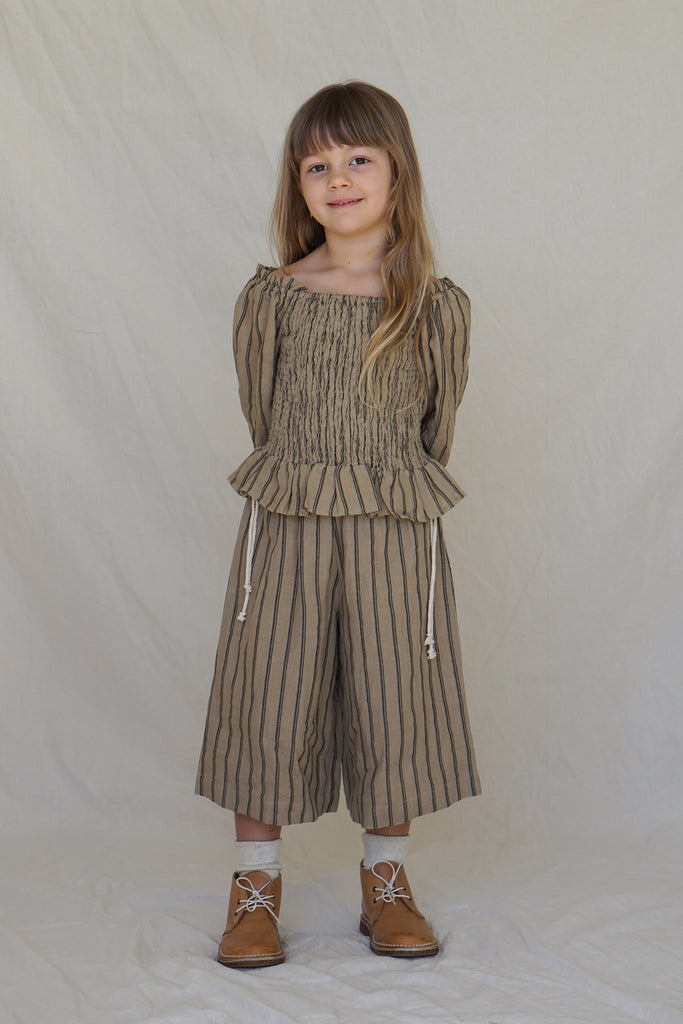 House of Paloma Matisse Kid's Culotte Pant Jute Stripe Linen | BIEN BIEN bienbienshop.com