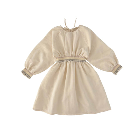 Liilu Smocked Baby & Kid's Raglan Dress Ivory | BIEN BIEN