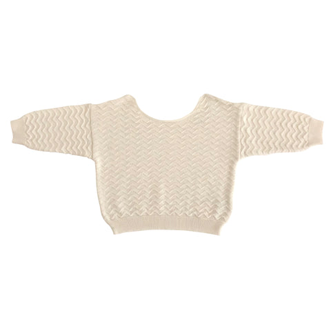 Liilu Chevron Knit Baby & Kid's Sweater Milk Ivory Organic | BIEN BIEN www.bienbienshop.com
