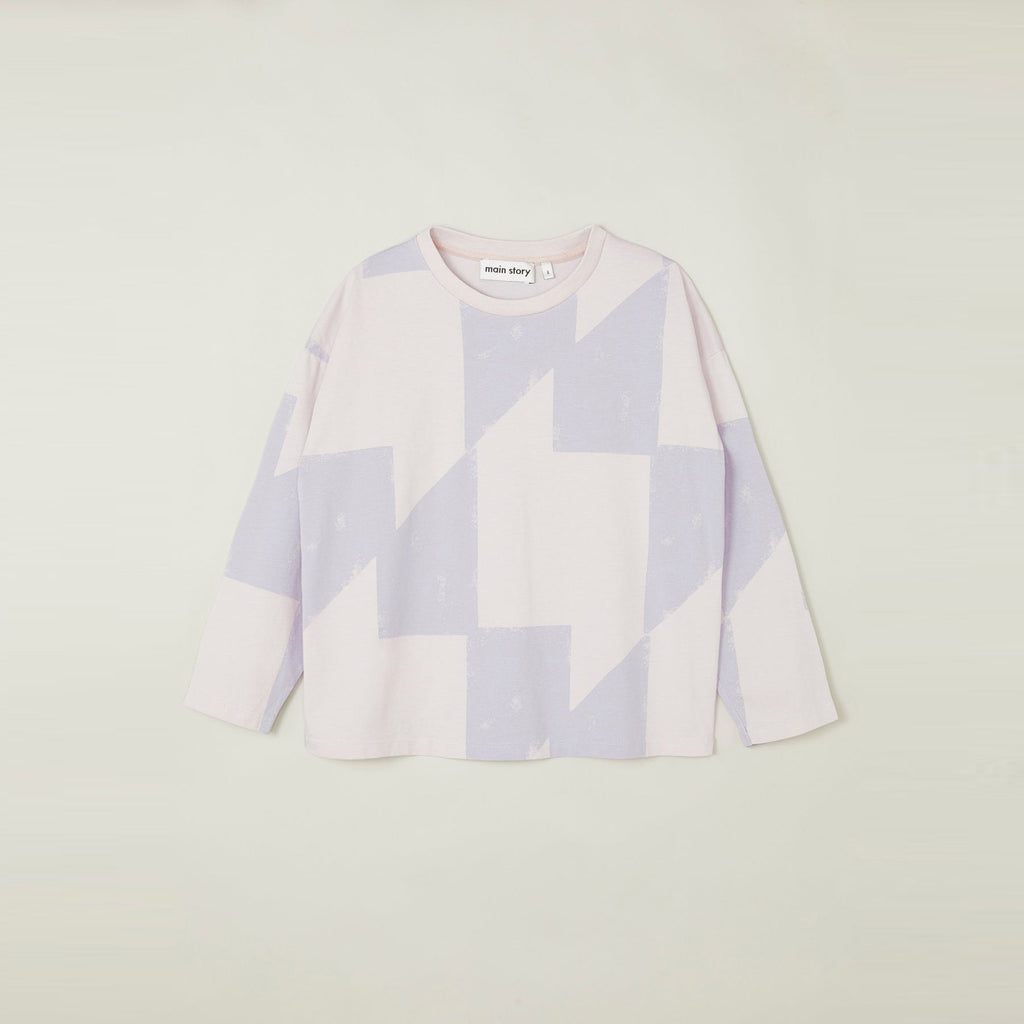 Main Story Kid's Long Sleeve T-Shirt Hush Violet Block Print Lavender | BIEN BIEN bienbienshop.com
