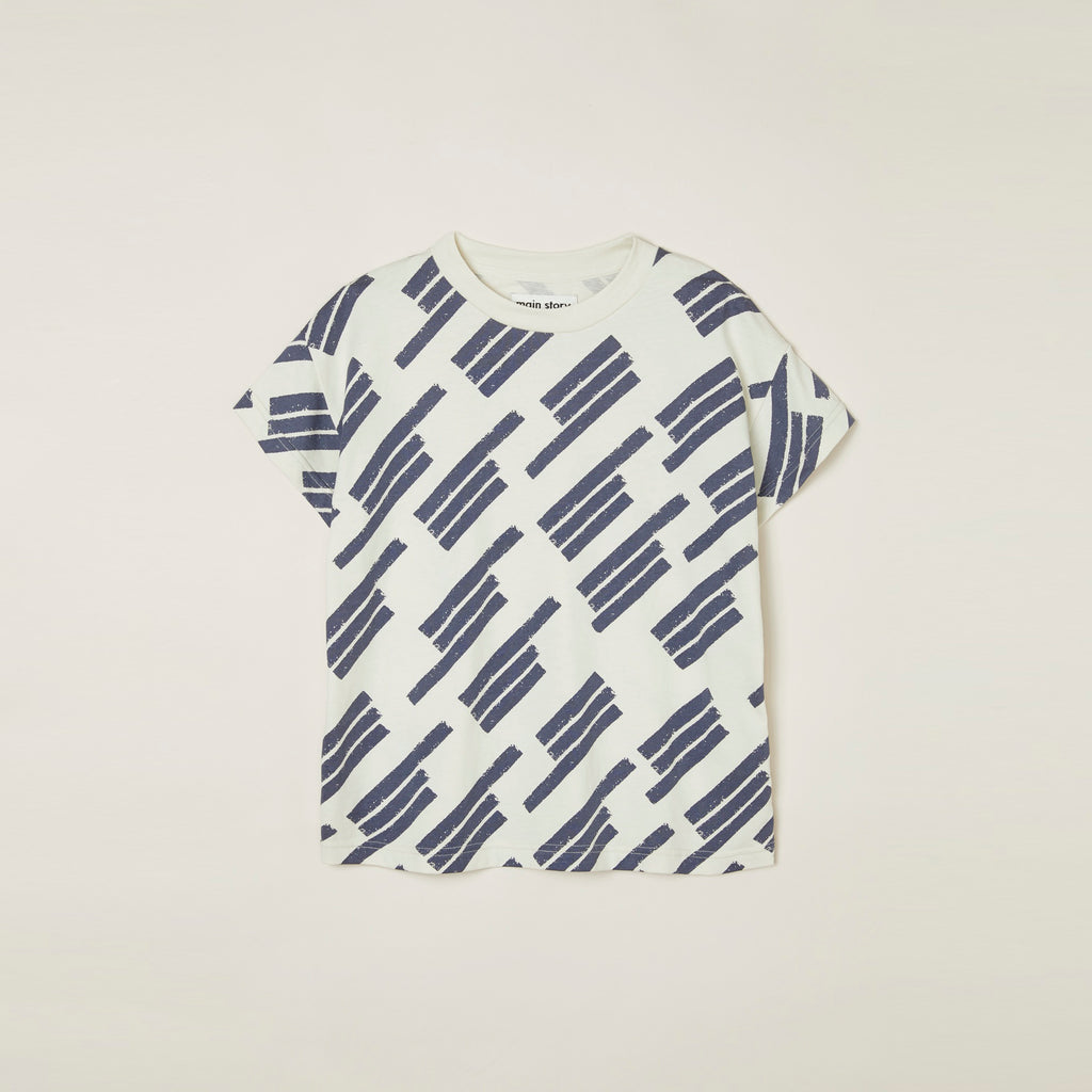 NEW Main Story Kid's Loose Short Sleeve T-Shirt Light Grey Lines | BIEN BIEN bienbienshop.com