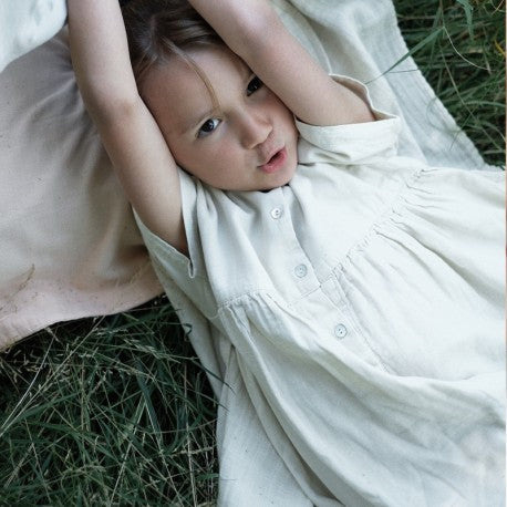 Poudre Organic Guarana Kid's Babydoll Dress Forest Green | BIEN BIEN  bienbienshop.com
