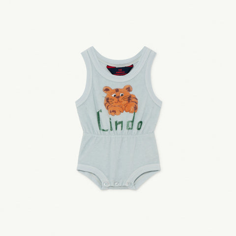 The Animals Observatory Squirrel Baby Terry Bodysuit Light Blue Lindo