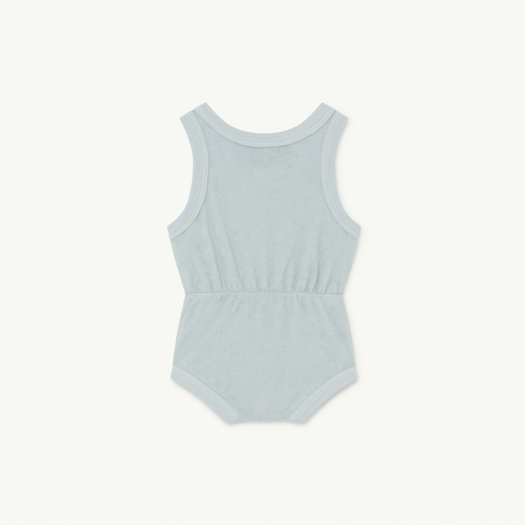 The Animals Observatory Squirrel Baby Terry Bodysuit Light Blue Lindo