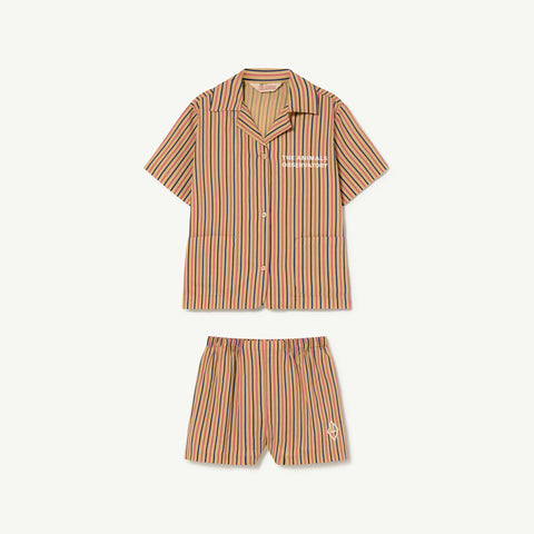 The Animals Observatory Magpie Kid's Pajama Shirt & Shorts Set Stripe | BIEN BIEN bienbienshop.com