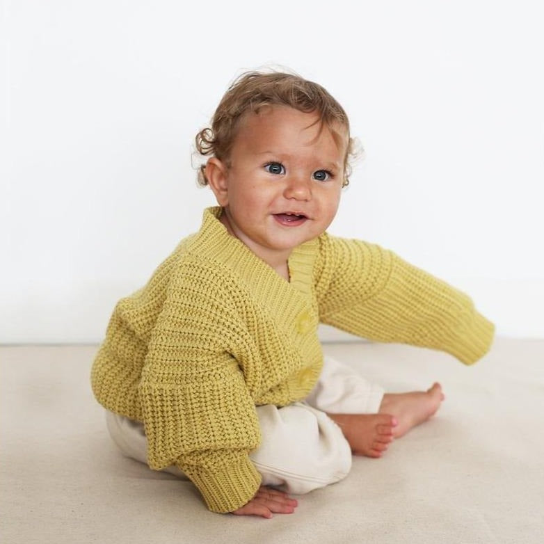 Summer & Storm Chunky Cardigan Sweater Yellow Baby & Kid | BIEN BIEN bienbienshop.com