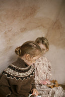 Tambere Luigi Kid's Puff Sleeve Dress Brown Toile | BIEN BIEN www.bienbienshop.com