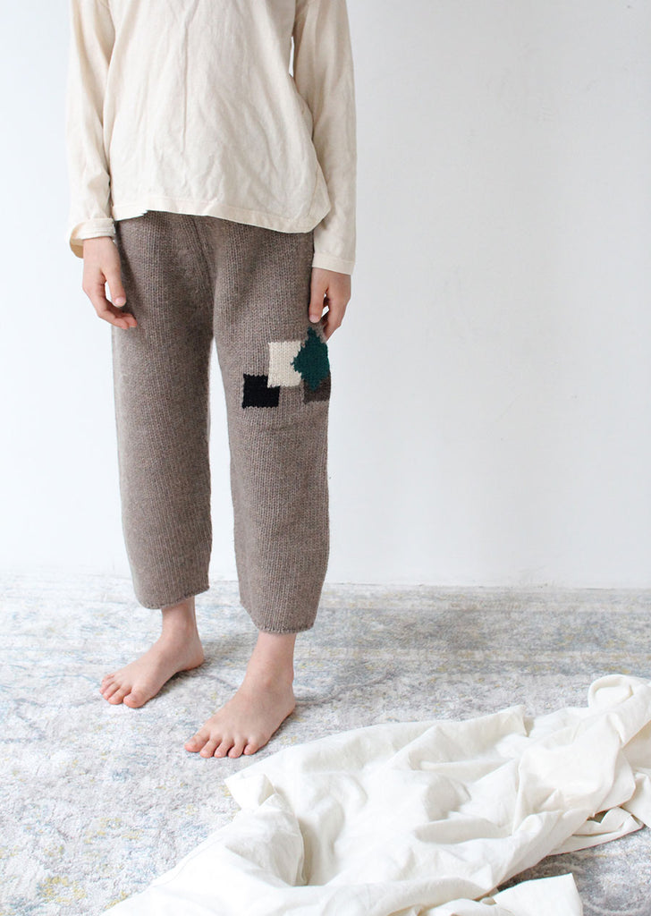 Tambere Knit Kid's Patch Pants in Mocha Beige | BIEN BIEN