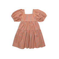 The New Society Arlette Kid's Dress Caramel Check Cotton | BIEN BIEN bienbienshop