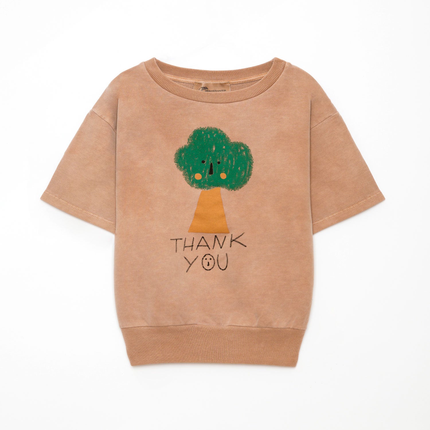 New Weekend House Kids Short Sleeve Tree Sweatshirt Camel | BIEN BIEN bienbienshop.com